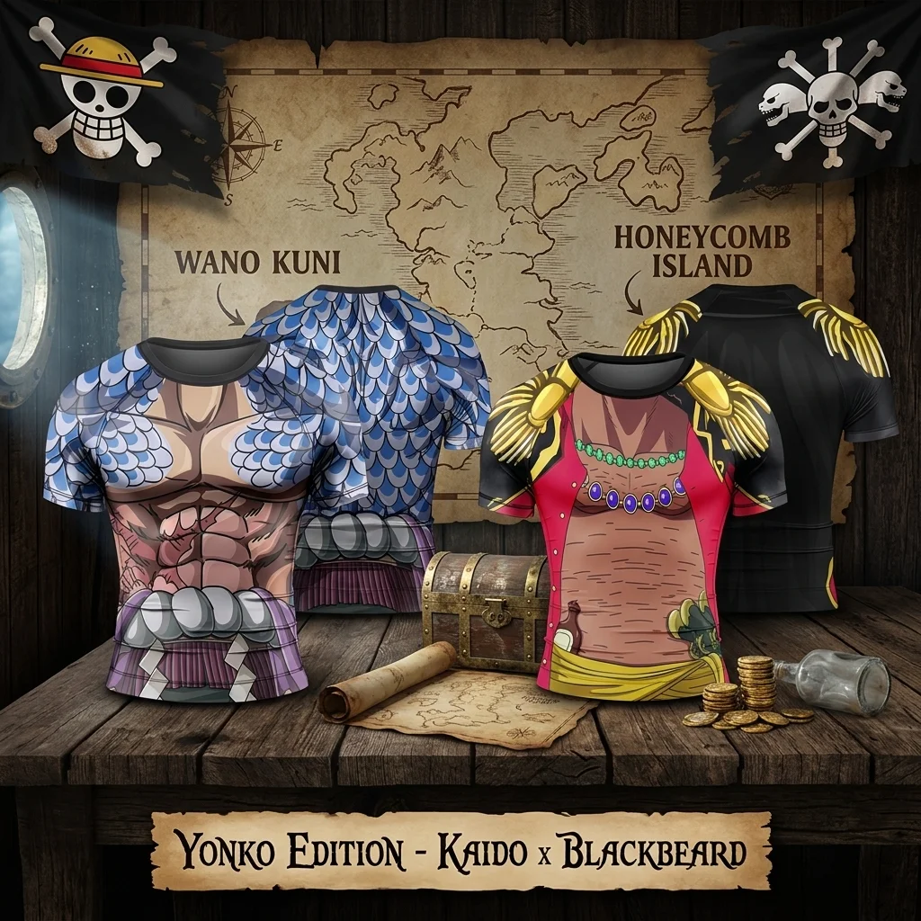 Anime One Piece Yonko Kaido Blackbeard Katakuri Cosplay Herren 3D-gedrucktes T-Shirt Gym Fitness Training Workout Kurzarm-T-Shirt