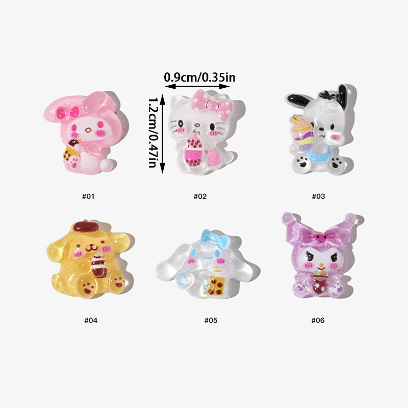 أطراف أظافر Kawaii Sanrio ، زخرفة جذابة ، رسوم كرتون أنيمي ، لحني ، كورومي ، إكسسوارات يدوية الصنع ، هدية لطيفة للفتاة ، 10-