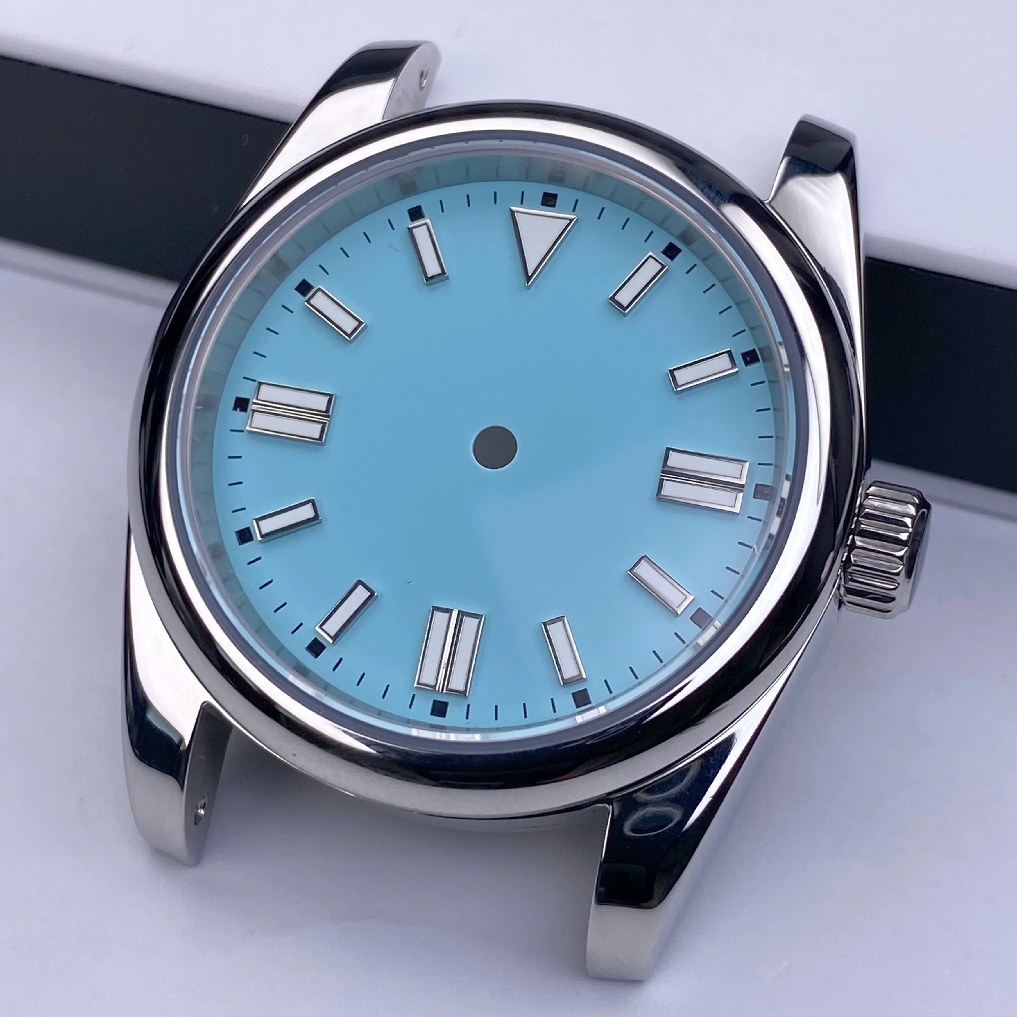 Caja NH35 de 36mm con bisel R, cristal de zafiro, resistente al agua, compatible con esfera de 28,5mm, accesorios para reloj con movimiento NH35 NH36 NH38