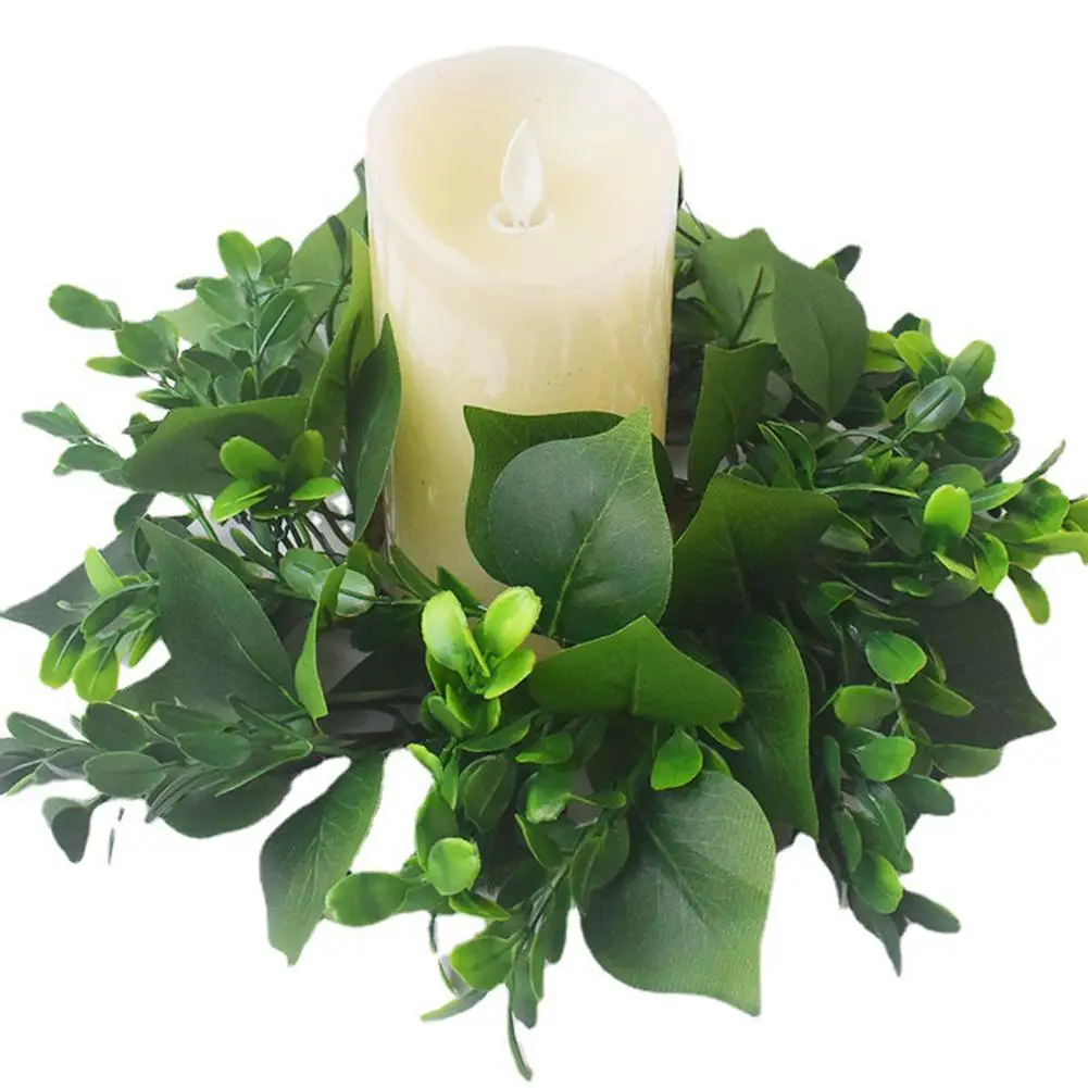 Eucalyptus Candle Rings Small Boho Wreath Pillar Candle Holder Home Decor Greenery Wreath Candle Rings New Style Wreaths