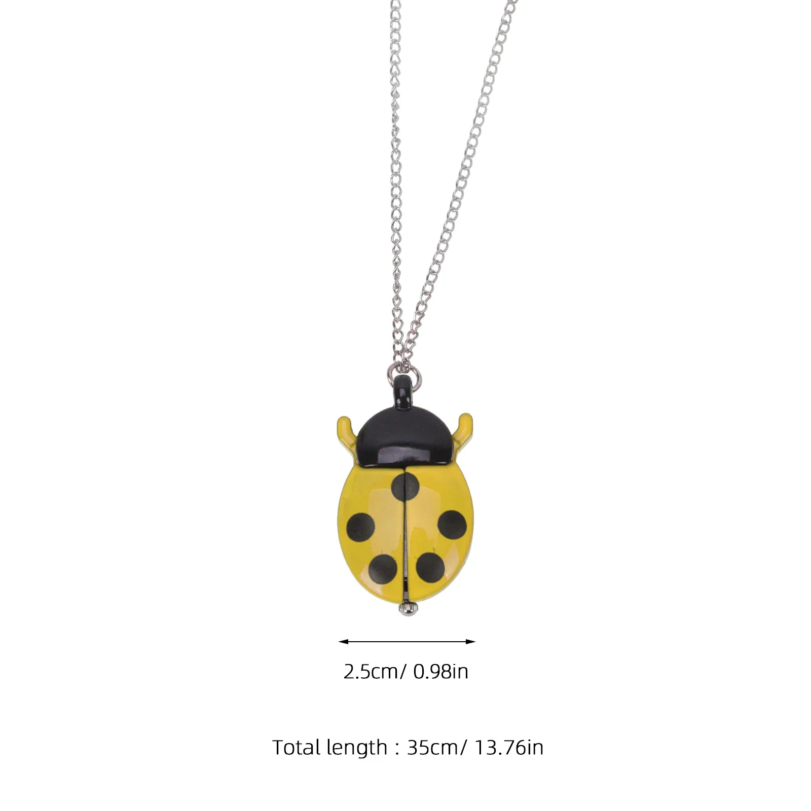 Ladybug Shape Yellow Vintage Pocket Watch Retro Quartz Alloy Gift Portable 'S Timepiece For