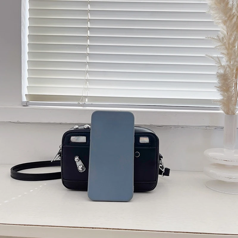 Damen-Kameratasche, stilvolle Umhängetasche, kleine quadratische modische Pu-Ledertasche für den Alltag im Freien, Reisen, Dating