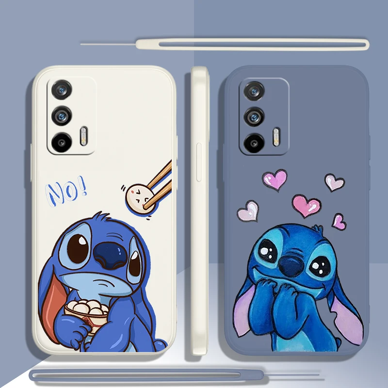 Stitch Cartoon Angel Lilo For OPPO Realme GT Neo 5 GT 3 2 C55 33 35 30 S 240W SE Neo3 2 Q5 3 5g Liquid Rope Phone Case