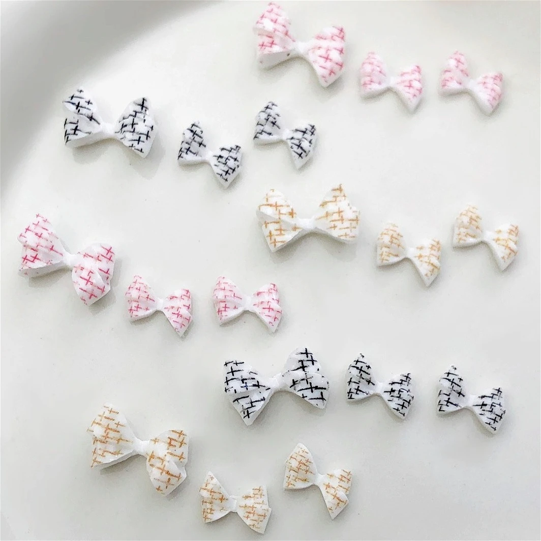 متأنق شبكة نمط Bowknot أنيقة حساسة ليوبارد طباعة الشريط الفرنسية ربطة القوس فيونكة مسمار الفن زينة مانيكير أدوات اكسسوارات