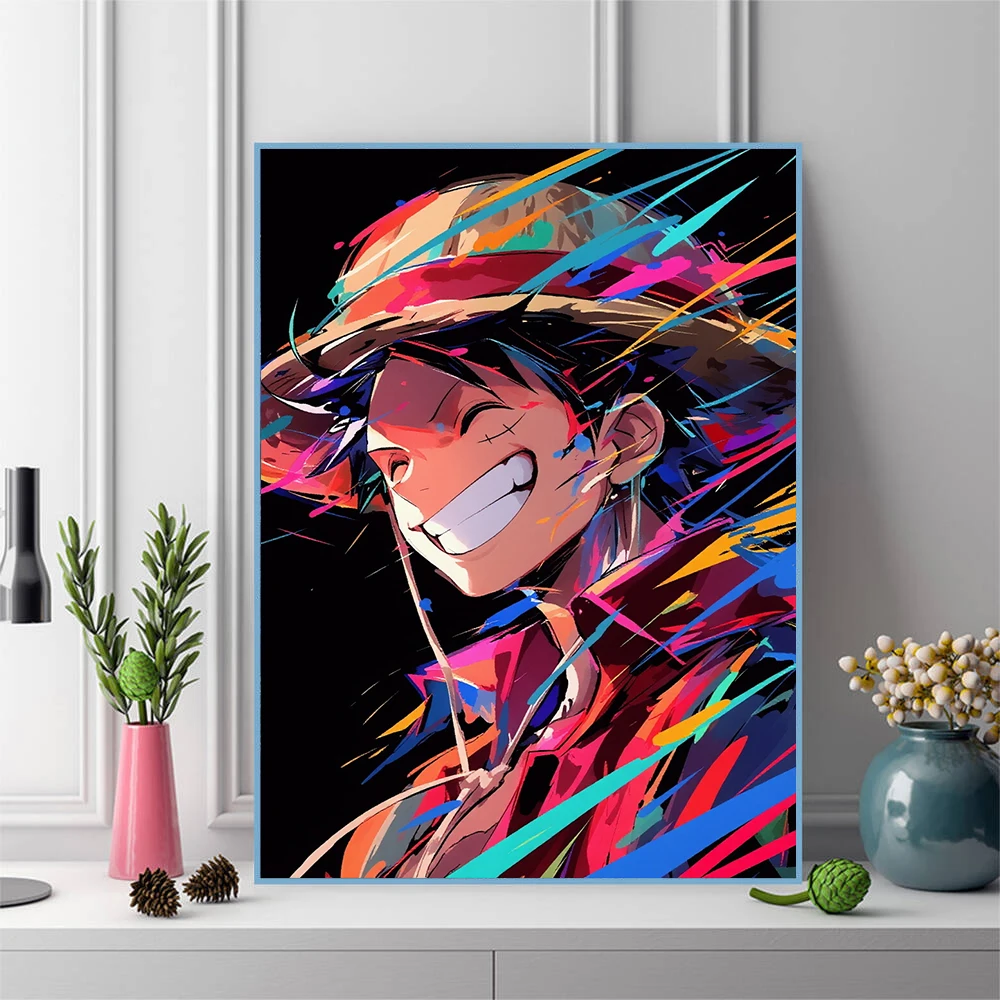 Anime Diamond Painting One Piece Luffy Full Diamond Mosaic Embroidery for Living Home Decor Cartoon Wall Art Picture Painting
