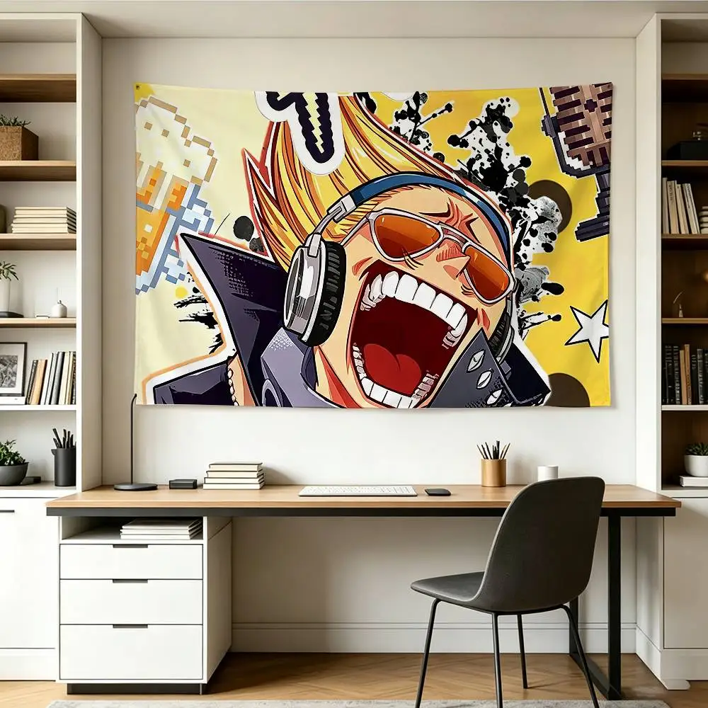 Cartoon Character P-Present Mic  Flags Wall Hanging Background Art Banner for Bedroom Home Outdoor Decor