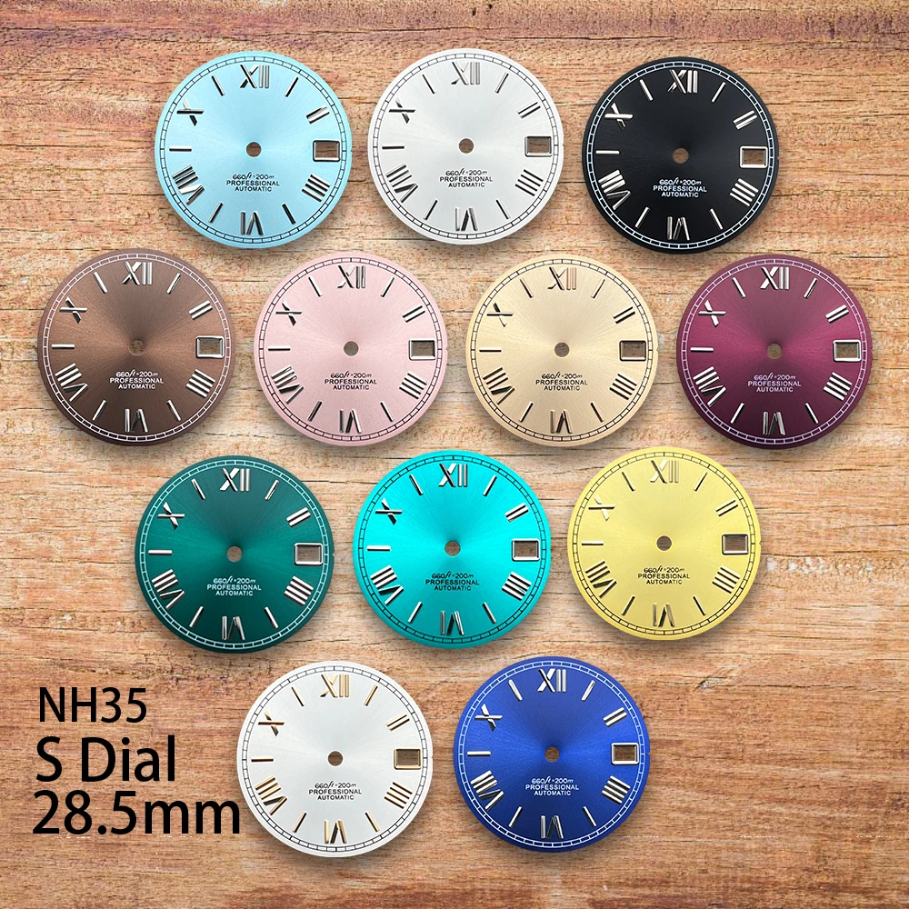 

28.5mm S Logo Rome Dial Fit NH35/NH36/4R/7S Japanese Automatic Movement Sunray Dial Watch Modification Accessories