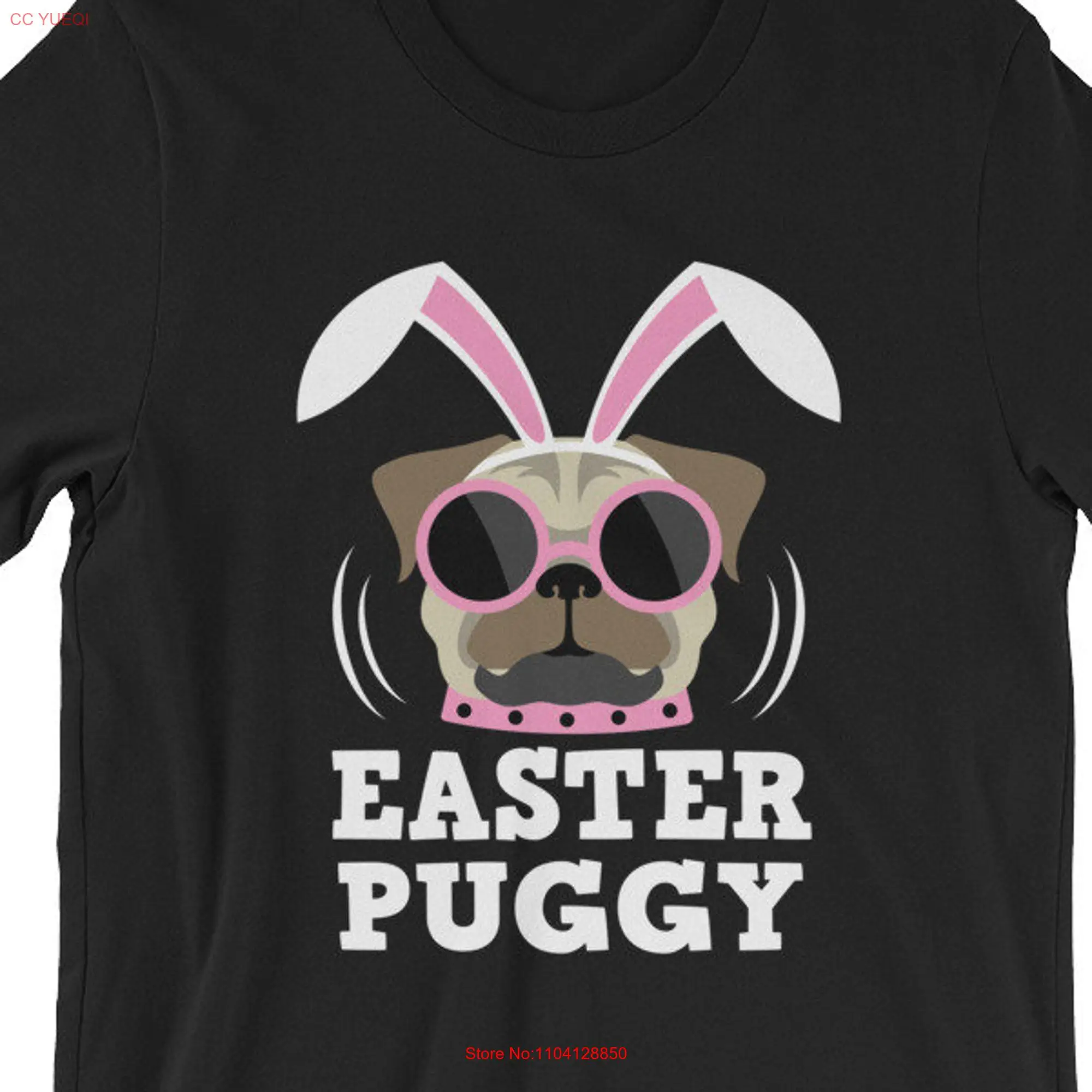 Pugs Bunny T Shirt UNISEX Funny Easter Puggy for men and women Pug Lover  long or short sleeves