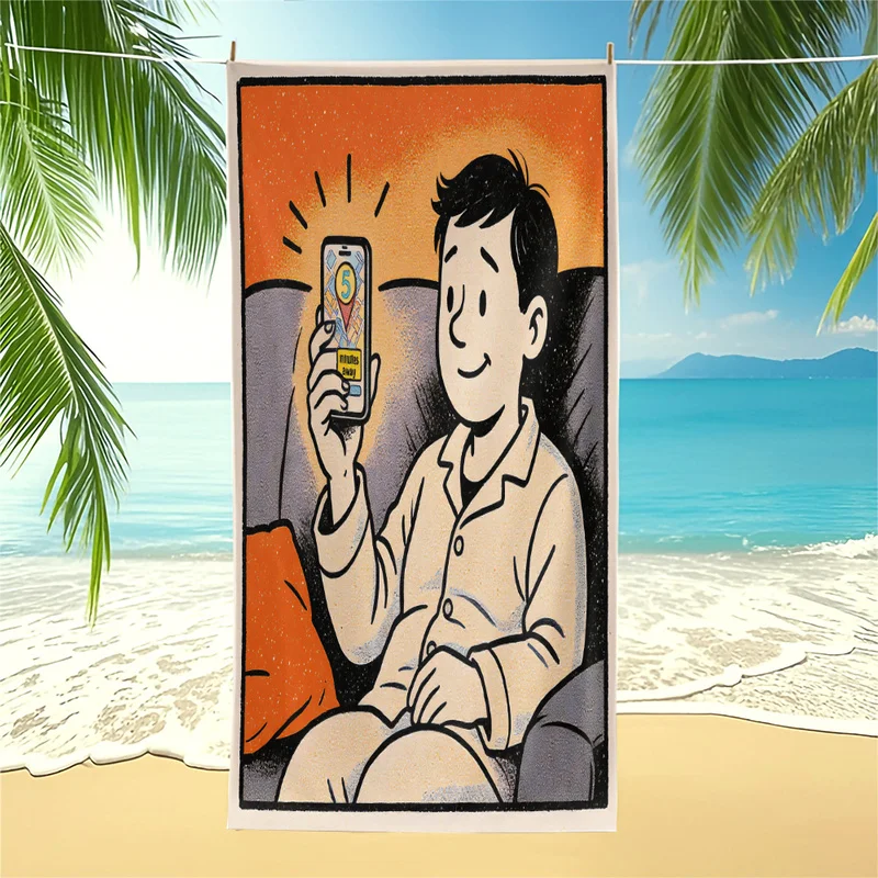 NowBoarding Cozy Beach Towel Casual Pajama People Sofa Print Swim Towel Cartoon Quick Dry Portable Travel Bath Towels Decor Gift