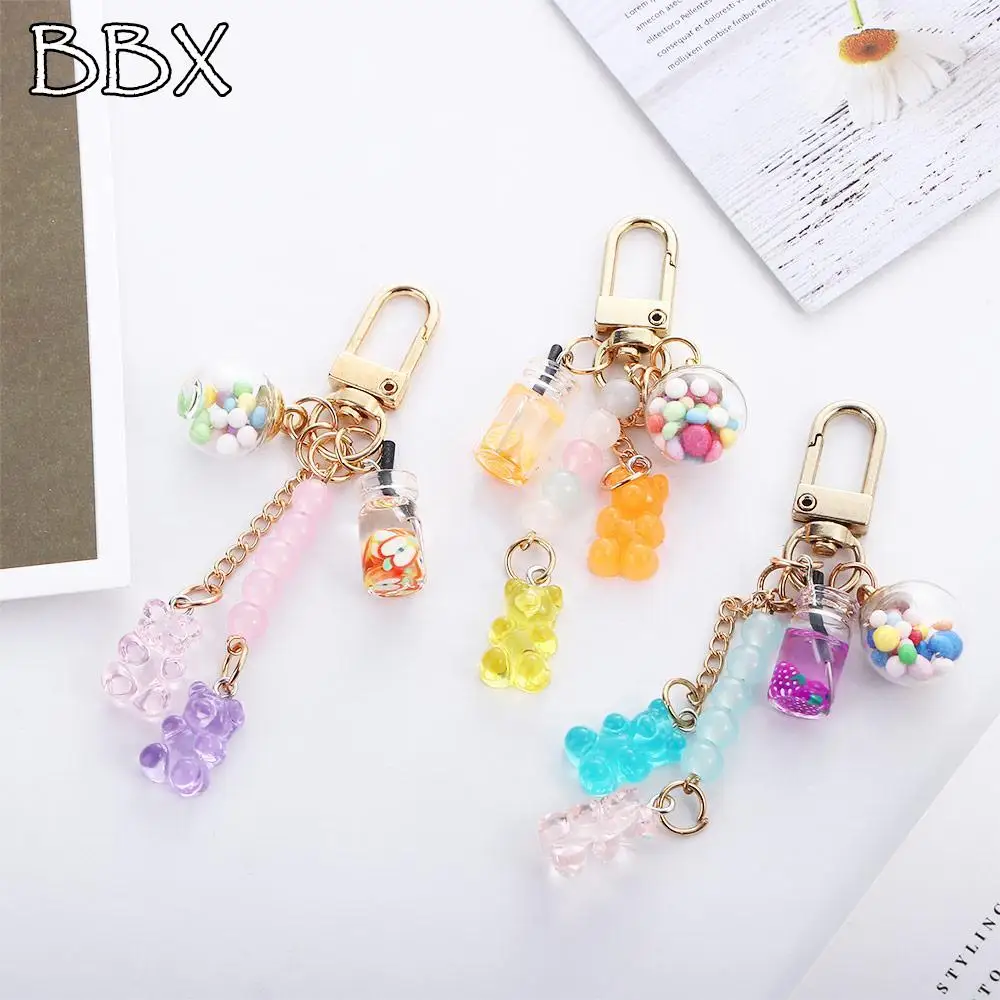 

Unisex Cute Candy Floating Fruit Acrylic Women Bear Key Chain Fashion Accessories Key Ring Keyholder