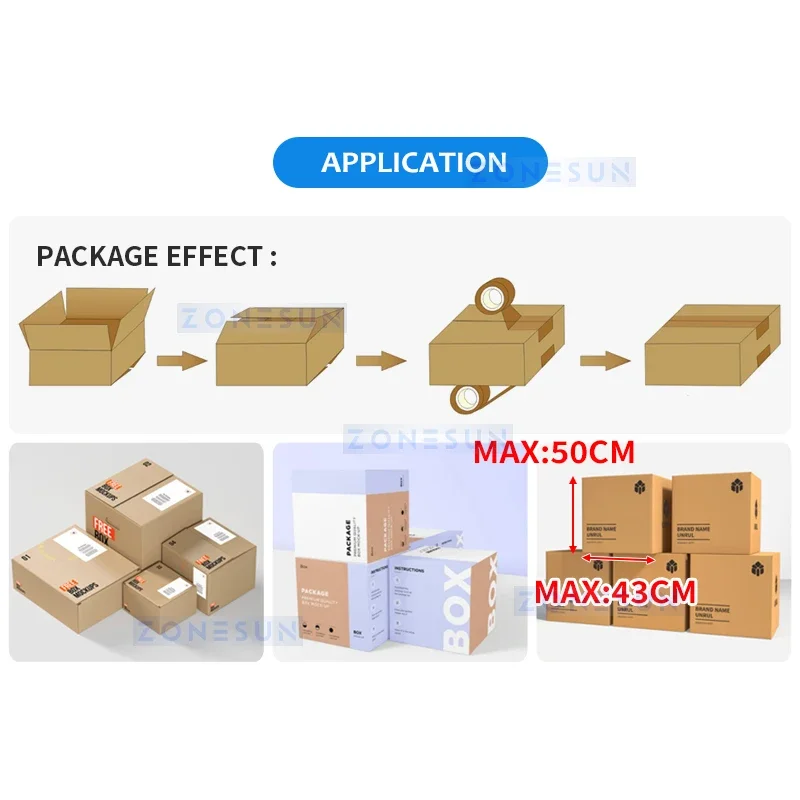 ZONESUN Top Bottom Automatic Carton Sealer Taping Express Parcel Sealing Pneumatic Clamping Auto Sensing ZS-FKC5040X