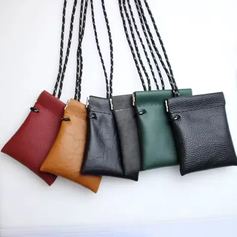 Neck Hanging Wallet Bag Mini Earphones Storage Bag Automatic Closing Lipstick Pouch Cable Organizer Bag Coin Purse Key Bags