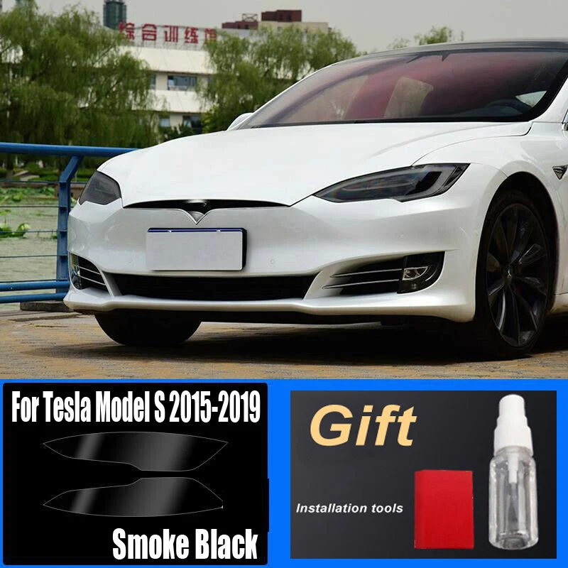 Black TPU transparent auto headlamp film, inner center gear, dashboard, Tesla Model S pre-cut navigation sticker