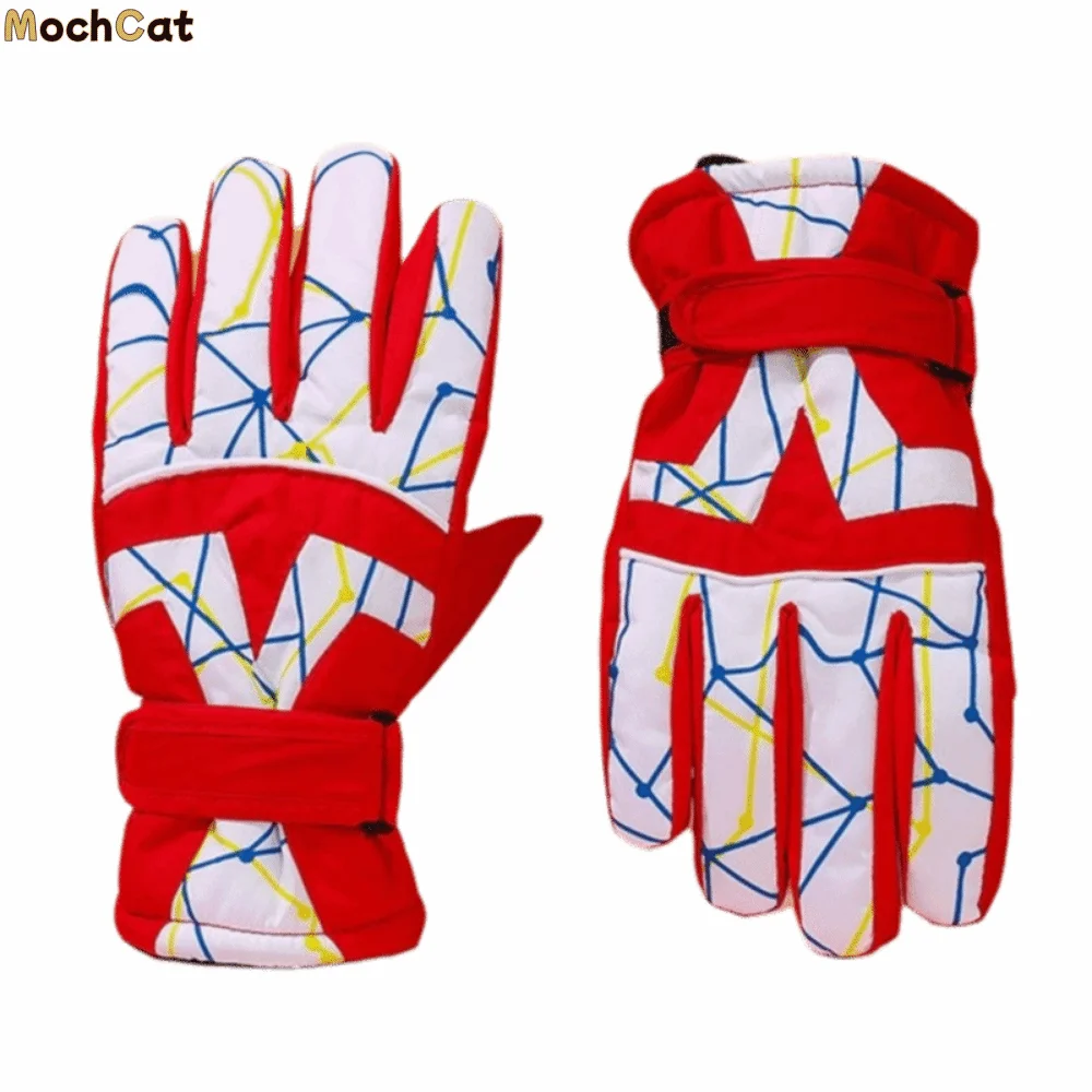 

Waterproof Children Snow Mittens Thicken Windproof Kids Ski Gloves Multi-Color Adjustable Winter Snowboard Gloves Outdoor Sports