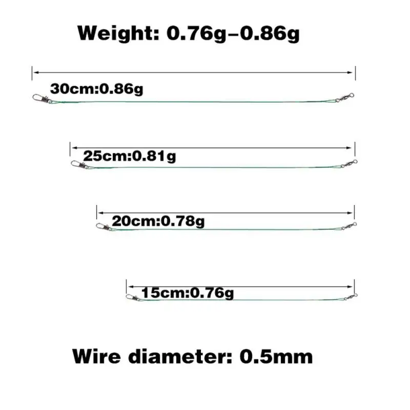 1/5pcs Fishing Line Steel Wire Leader With Snap & Swivels Wire Leadcore Leash 15/20/25/30cm Titanium Thread Anti-bite Thread