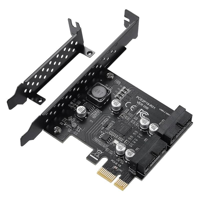 

PCIE на 2 порта 19Pin Расширительная плата PCI Express USB 3,2 GEN1 D720201 для Windows 11, 10, 8,1, 8