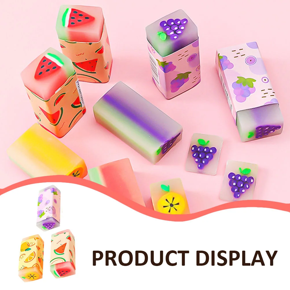 

12 Pcs Eraser Kids School Cartoon Rubber Printing Student Fruits Supplies Printing Eraser Carry Practical Material