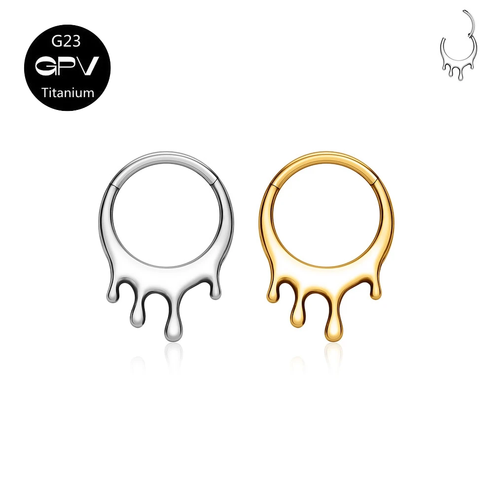 

G23 F136 Titanium Fluid Nasal Diaphragm Ring Closed Loop 16G Punk Men's and Women's Perforated Jewelry Nose Ring Earrings