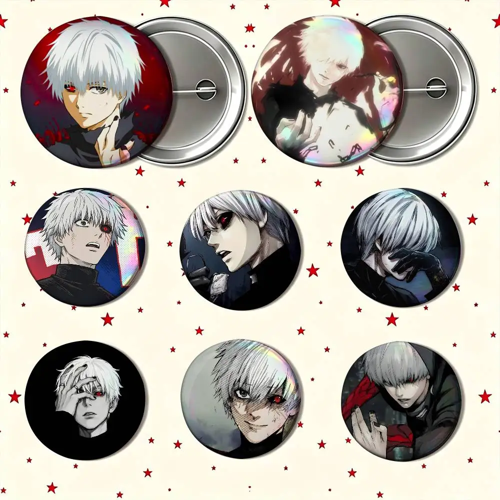 T-Tokyo Ghoul Kaneki Ken 25mm 32mm 44mm 58mm Anime Badges Brooches DIY Pins Decorations Birthday