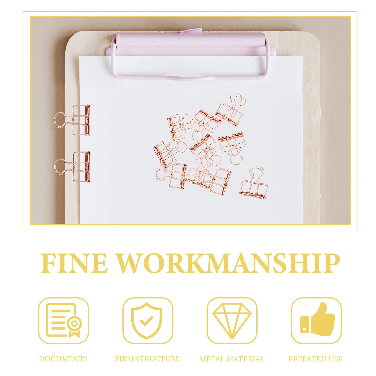 

10 Pcs Office Supplies Hollow Dovetail Clip Binder Form Paper Rose Gold Supply Paperclip Holders Desk