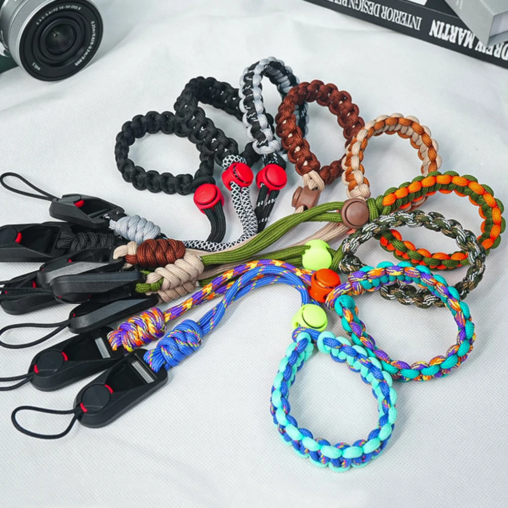 สายคล้องข้อมือแบบถอดเร็วสำหรับกล้อง DSLR ป้องกันการสูญหาย ใช้กลางแจ้ง สายคล้องข้อมือแบบถักกว้างพิเศษ พร้อมหัวเข็มขัด PE