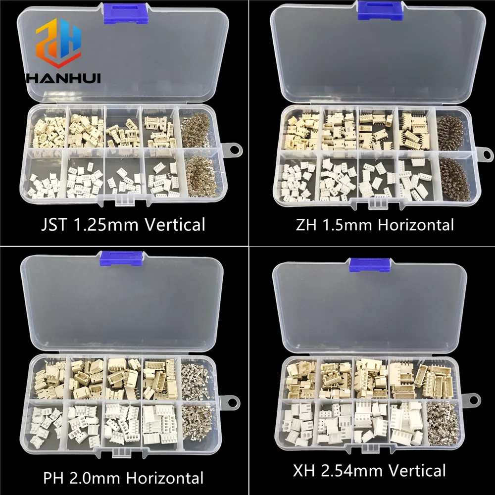 1 Box JST Connector Assortment Kit - SH1.0/ZH1.5/PH2.0/XH2.54 2-5Pin Male/Female Socket with Horizontal/Vertical Header