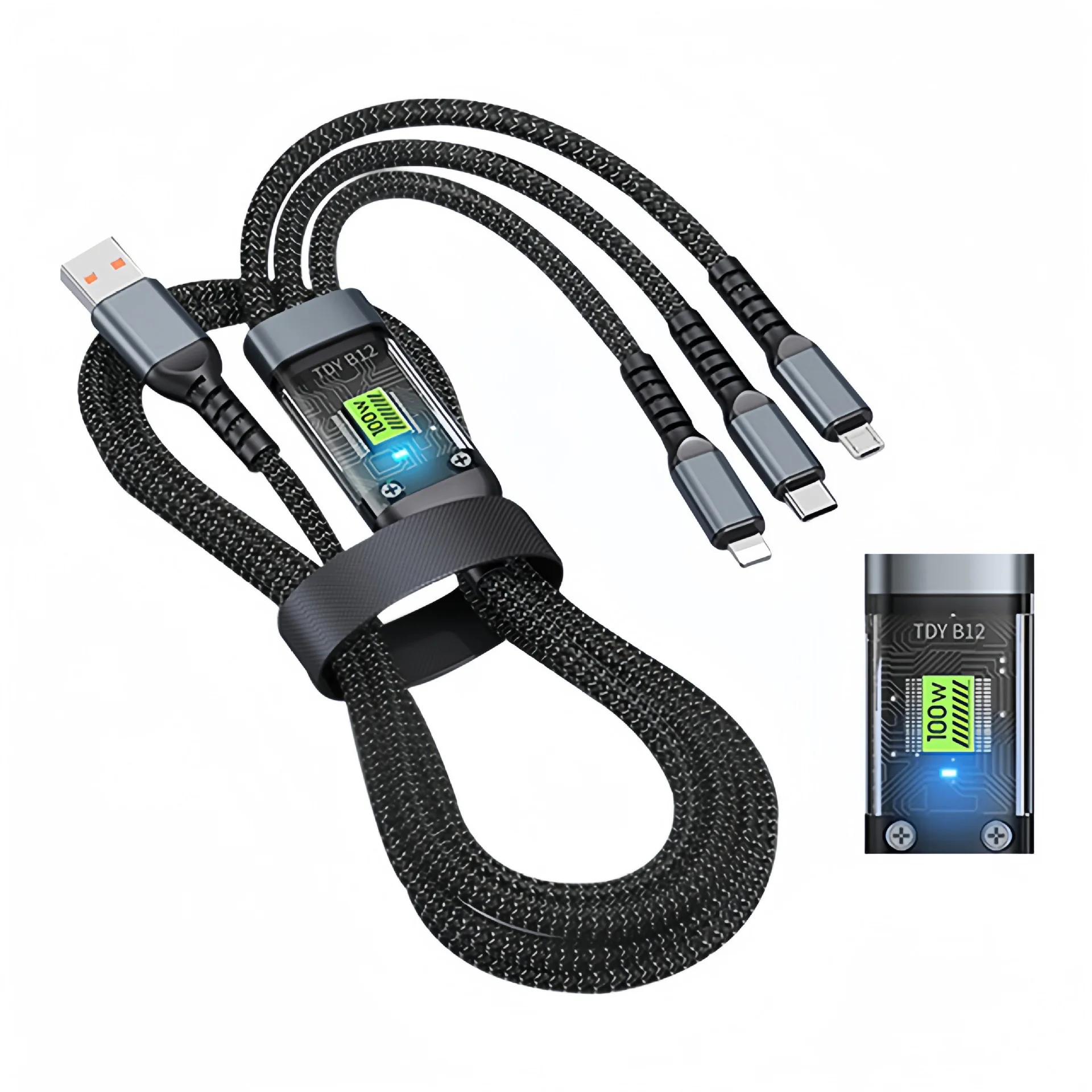 Kabel 31USB100W do szybkiego ładowania i transmisji danych mini mikrokomputer USB C dla iPhone\'a, Androida, Xiaomi Super szybkie ładowanie w oplocie