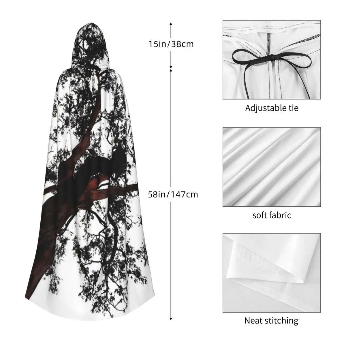매혹적인 나무 긴 후드 망토 마녀 중세 의상 코스프레 케이프 할로윈 뱀파이어 성인 남녀 공통