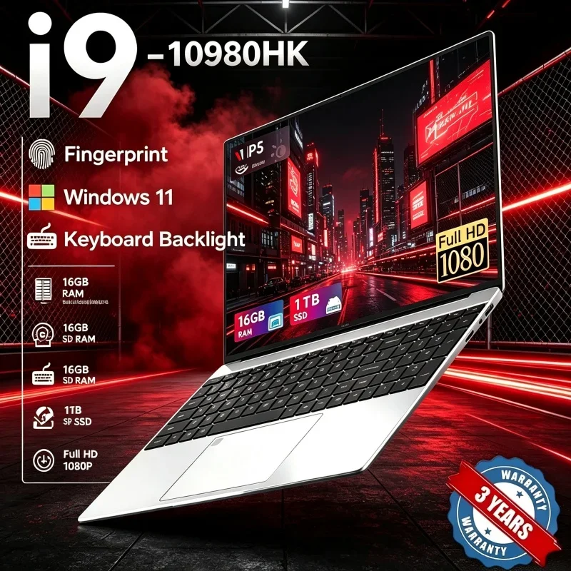 2026 New 15.6'' Inch FHD Notebook Intel I9-10980HK 32GB RAM 1TB/2TB SSD Windows 11 Fingerprint Unlock Gaming Laptop For Business