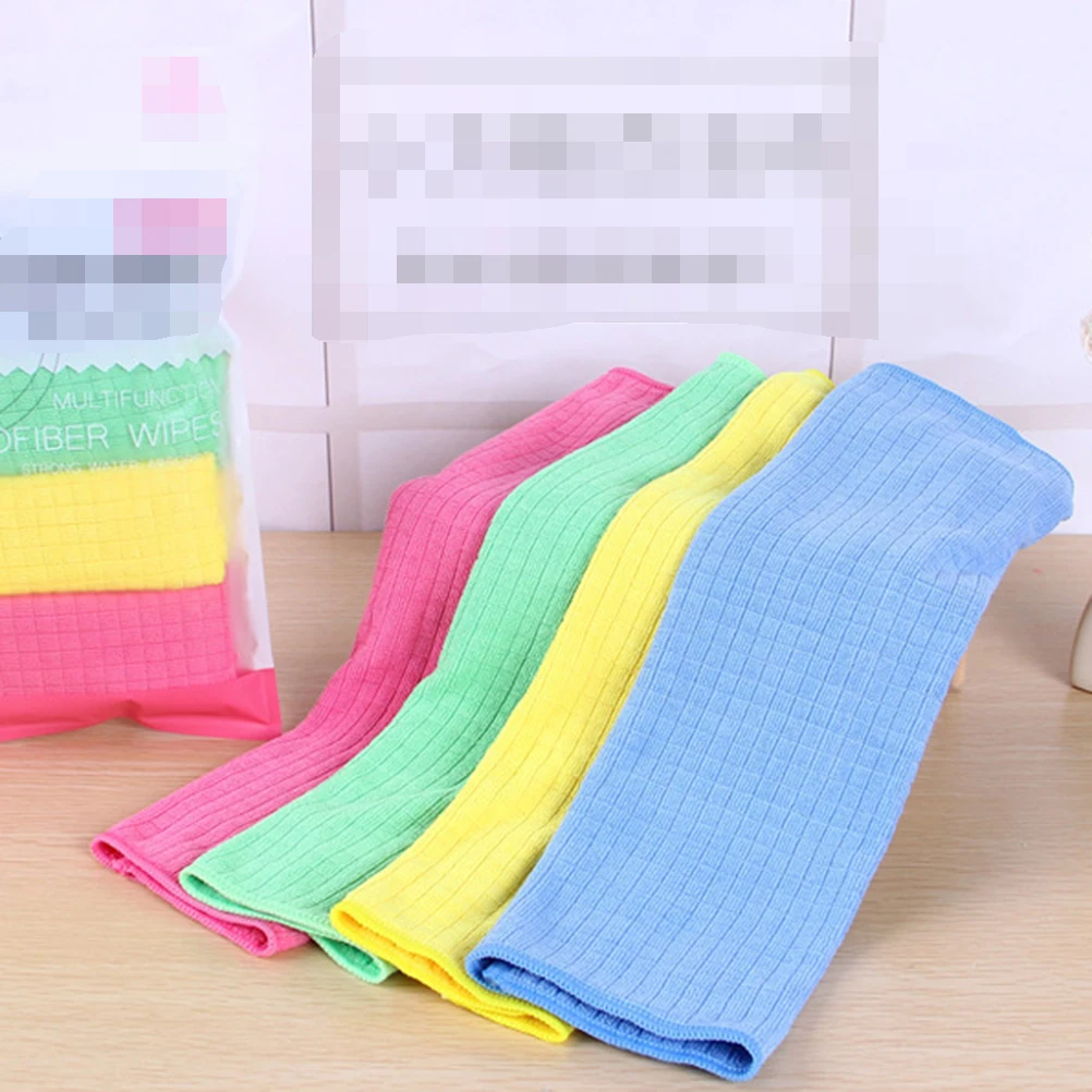 

4pcs Microfiber Cleaning Cloths Kitchen Accessories Scouring Pads Duster Cloth For Dishes Fruits Washing Absorbent Quick Drying