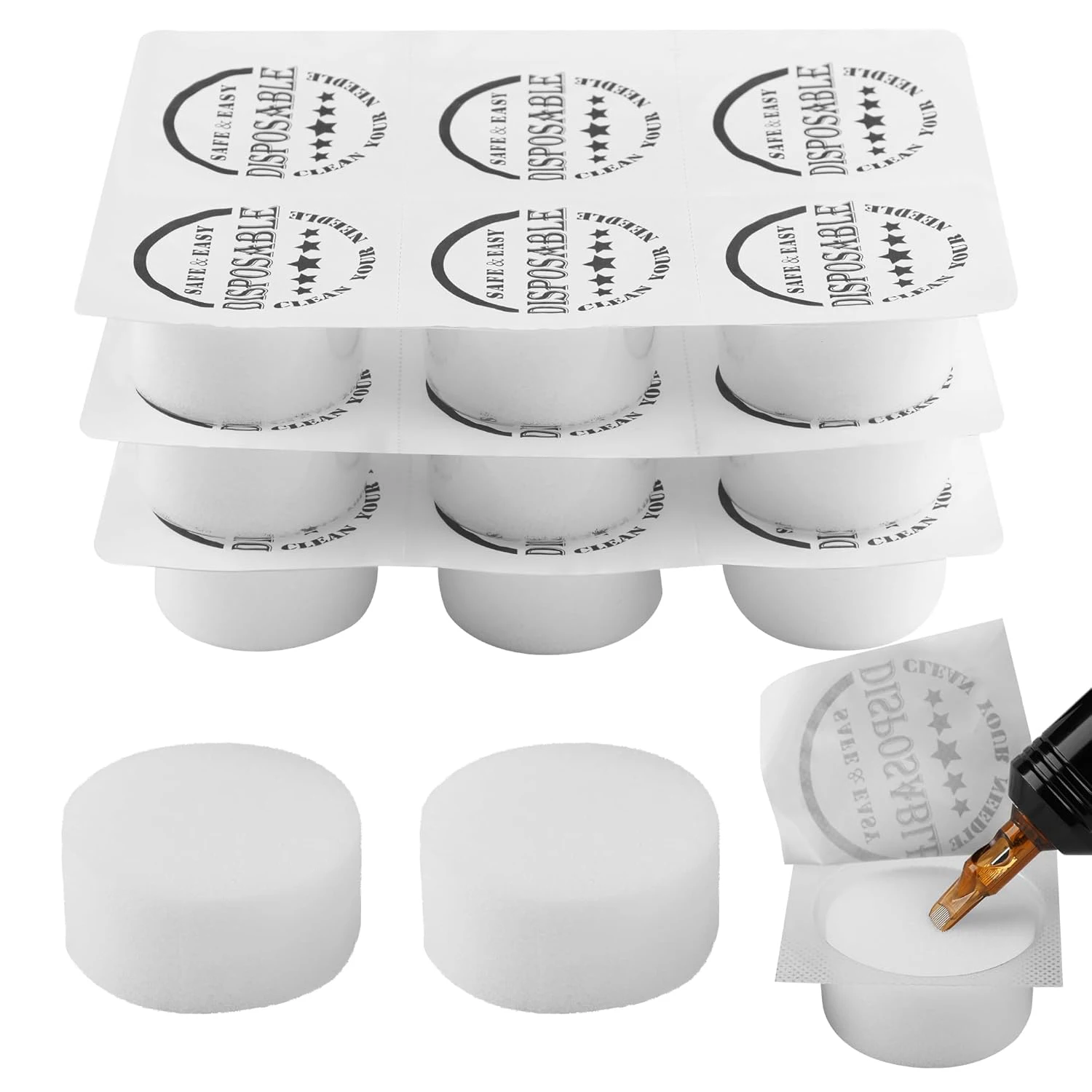 

DM 30PCS Tattoo Dip Foam Sponge Disposable Tattoo Needle Cleaning Sponge Cup Tattoo Needle Dip Foam for Tip and Needle Rinse