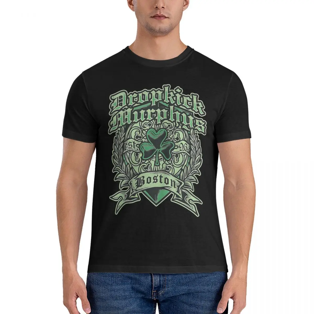 Boston T-Shirts Men Dropkick Murphys Humorous 100% Cotton Tees Crewneck Short Sleeve T Shirts Summer Clothing