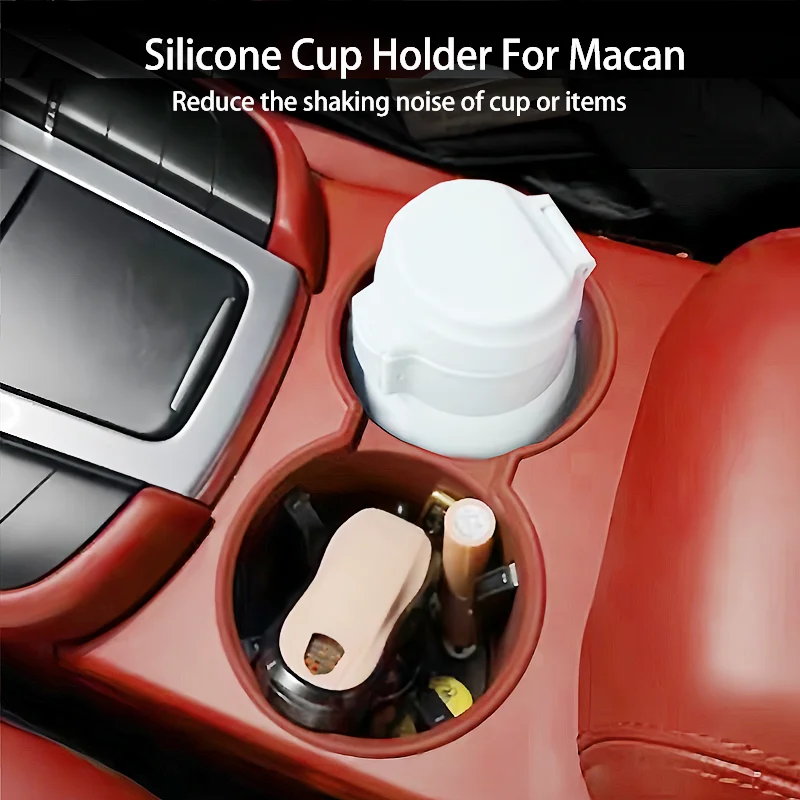 Boîte de rangement centrale de voiture en silicone, porte-gobelet pour Porsche Macan 2022, 2023, 2024, doux, étanche, console centrale, évaluateur