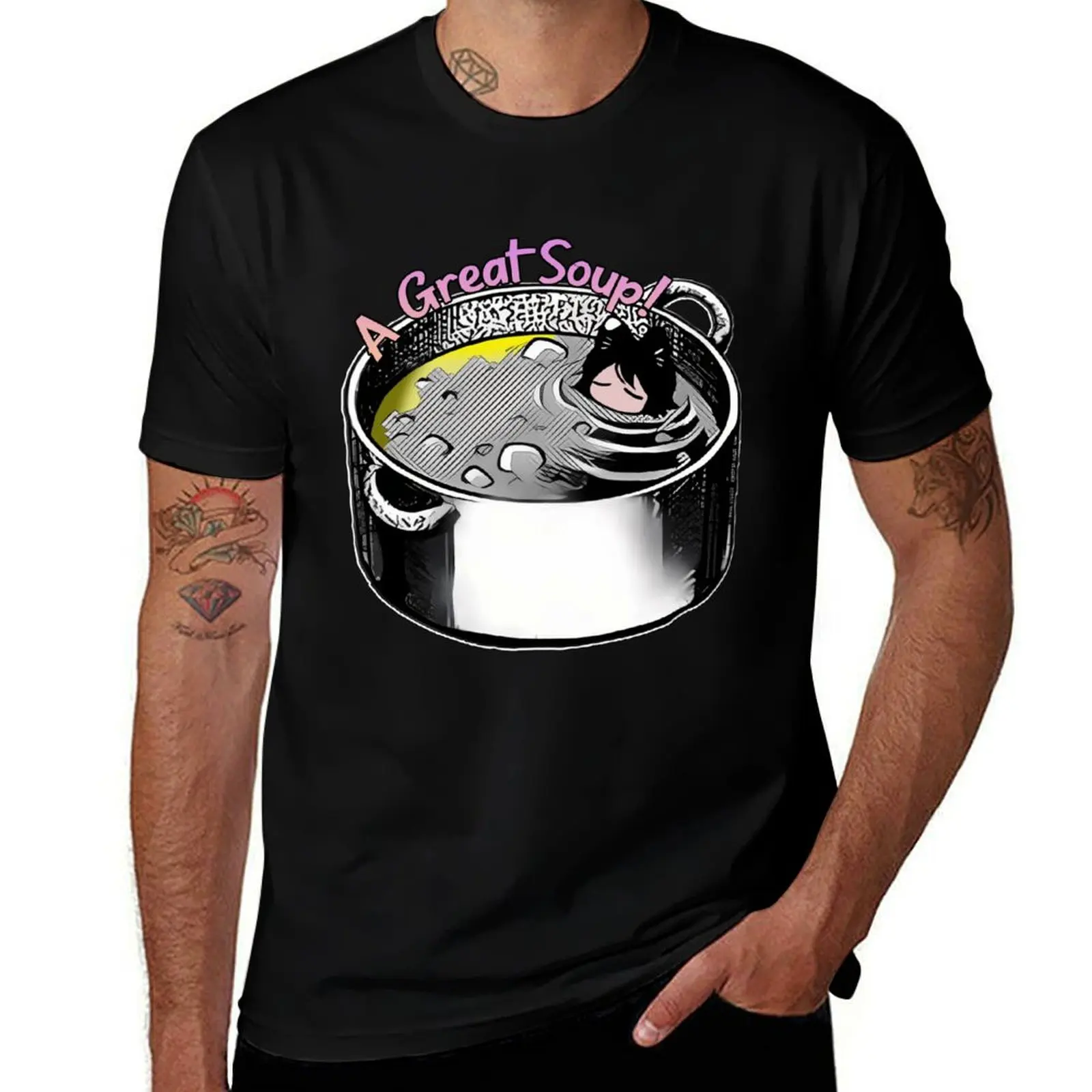 

Dungeon Meshi Catgirl Soup T-Shirt customs anime designer shirts mens cotton t shirts