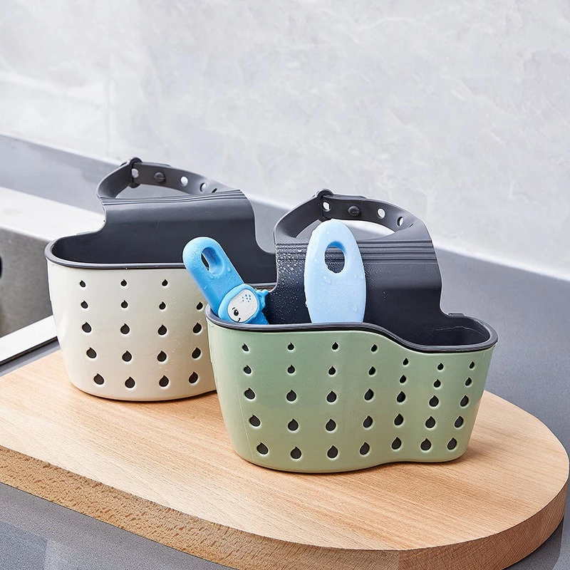 

Home Storage Drain Basket Kitchen Sink Holder Adjustable Soap Sponge Shlf Hanging Drain Basket Bag Kitchen Accessories