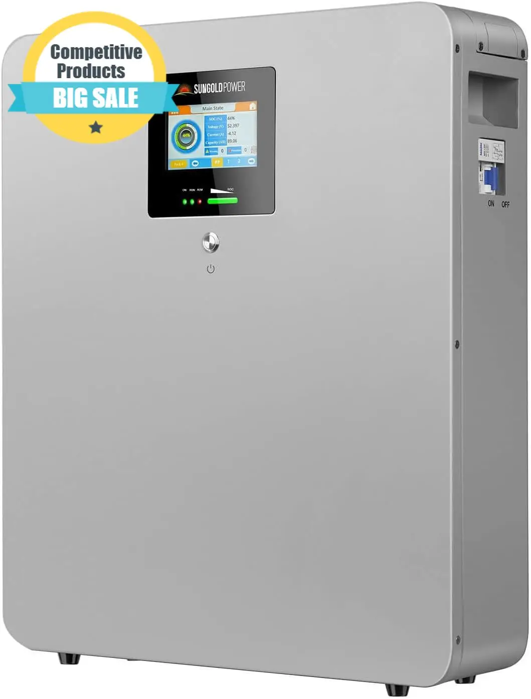 SUNGOLDPOWER 100Ah 48V Lithium Wall mounted,100A BMS & LED Display,Bluetooth&WIFI Monitor,Rated 5120W Power, Parallel 15 Units,f