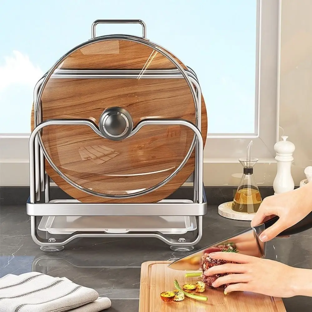 

Vertical Cutting Board Holder Rustproof Moisture-proof Chopping Board Rack Anti-slip Space Saving Cookware Holder Counter Top
