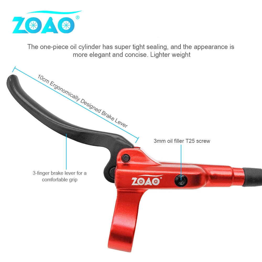 ZOAO MTB Bike Hydraulic Disc Brake Set Oil Calliper Plate Front Rear Mountain Bicycle Clamp 22.2mm Handle A Pillar