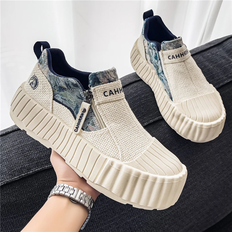 Male Basic Leisure Sport Trendy Minimalist Shape Soft Flexible Outsole Anti Slip Rubber Bottom Breathable Daily Walking Sneakers