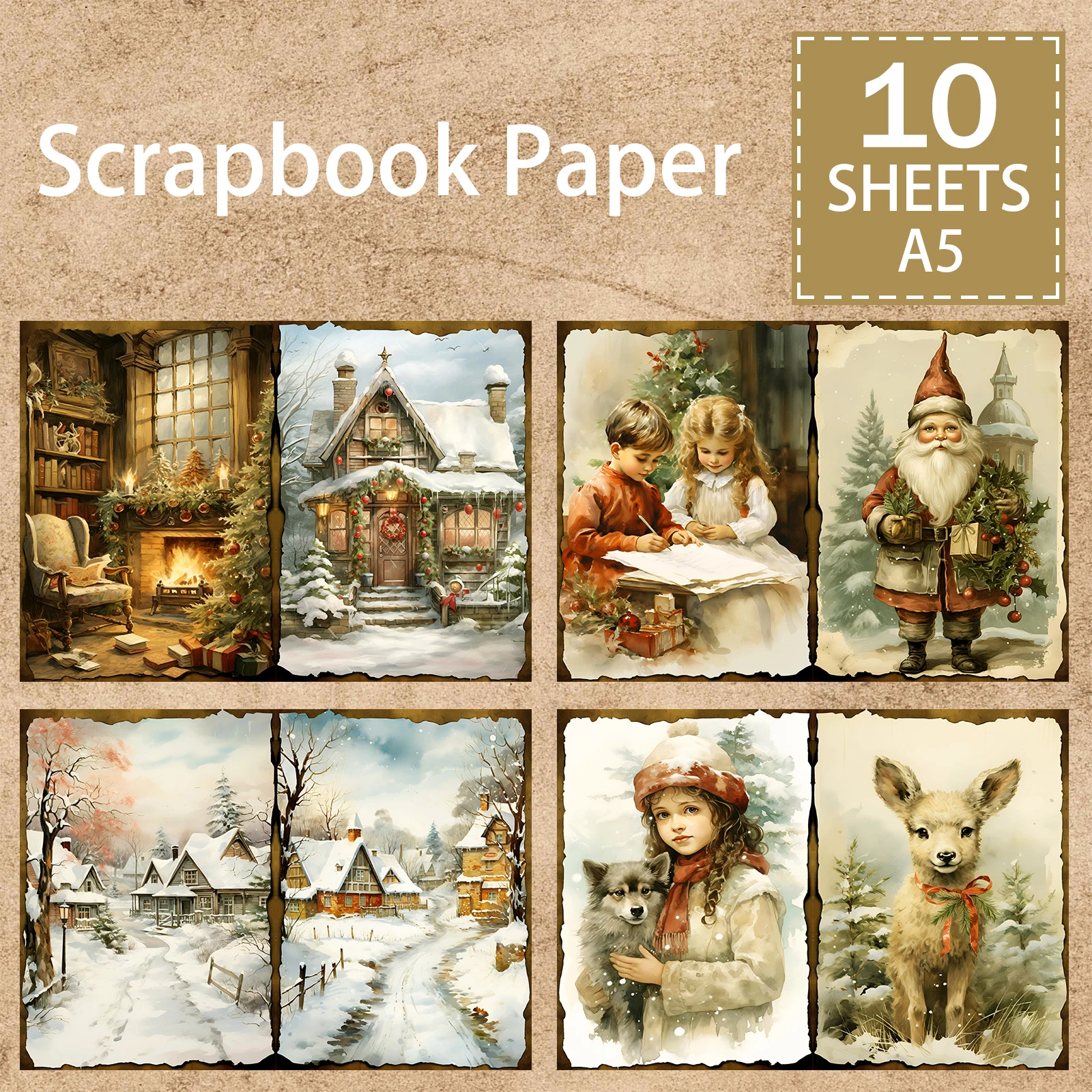 10 Sheets A5 Size Christmas Warmth In Winter Background Vintage Grunge Journal Planning Scrapbooking