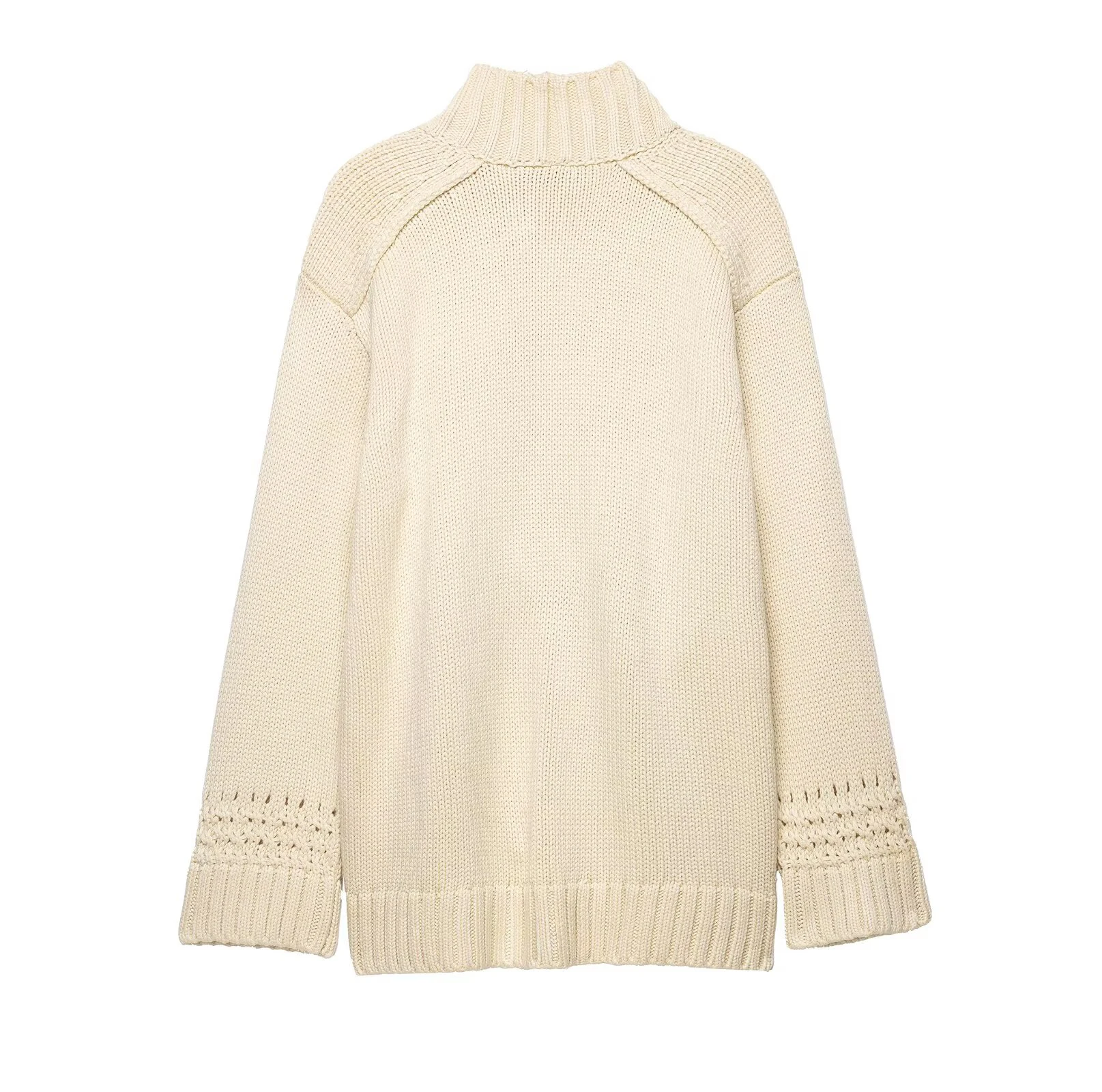 Spring new women's lazy style Luo patterned layer V-neck long sleeved knitted double breasted lace up jacket