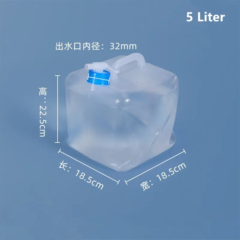 Empty 5L Plastic Collapsible Water Bag with Handle and Tap Foldable Water Containers Food Grade Material Liquid Bucket