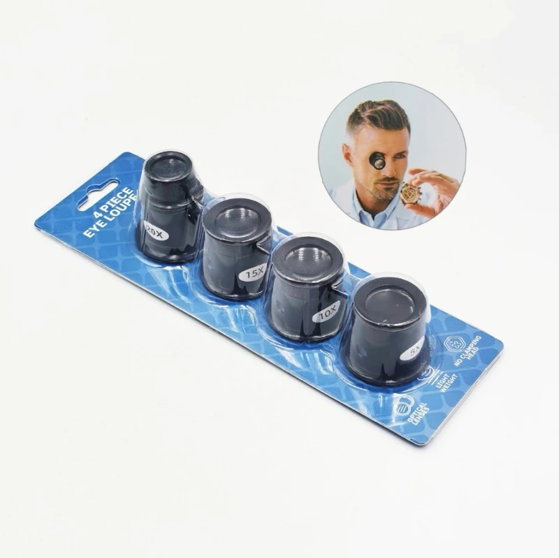 4Pcs Lightweight Jewelers Loupes With Multiple Magnifications For Gemstones Stamps And Electronics Inspection high quality