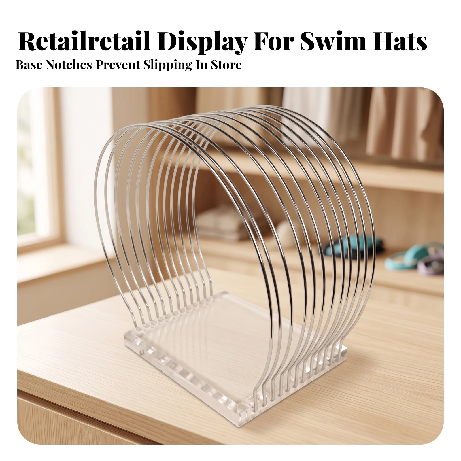 Swim Cap Display Rack Clear Swimming Cap Display Stand Space-Saving Sturdy for Retailers, Retail Stores, Showroom Shelves - view 2