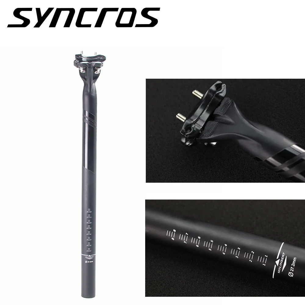 

SYNCROS Full Carbon Seatpost 27.2/30.8/31.6mm 350/400mm 281g Half Matte Half Gloss Universal Road/Mountain Bicycle Seat tube