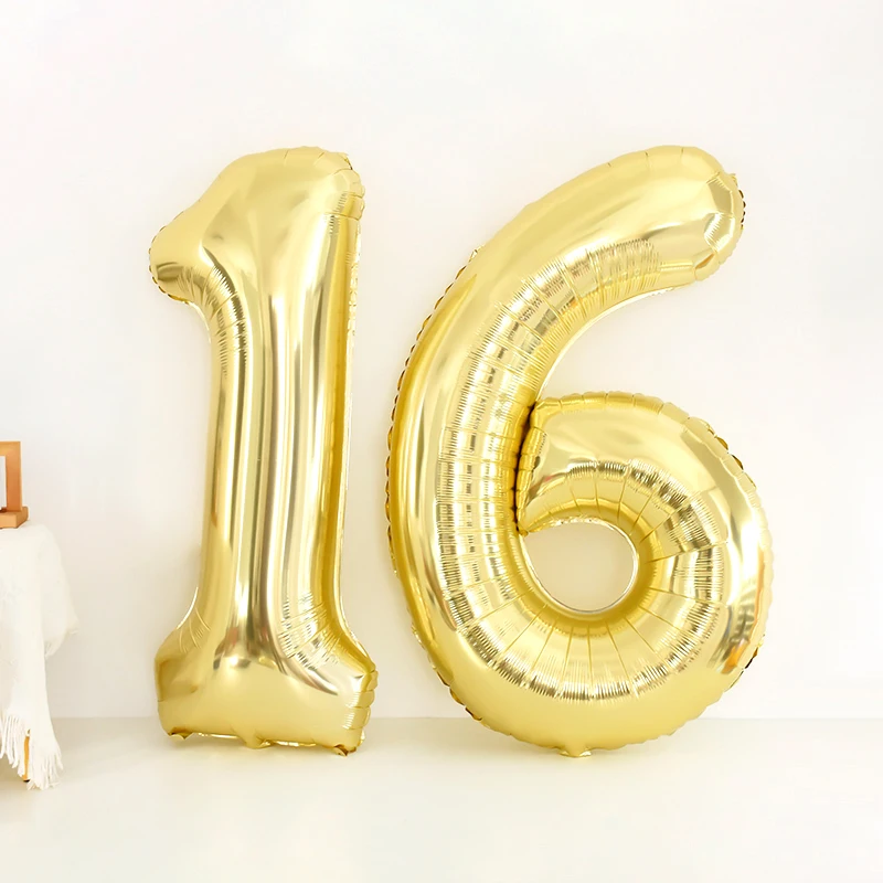 40 Zoll Gold Zahlen Folienballon 1-9 für Kindergeburtstag Party Dekor Babyparty Brautparty Zubehör