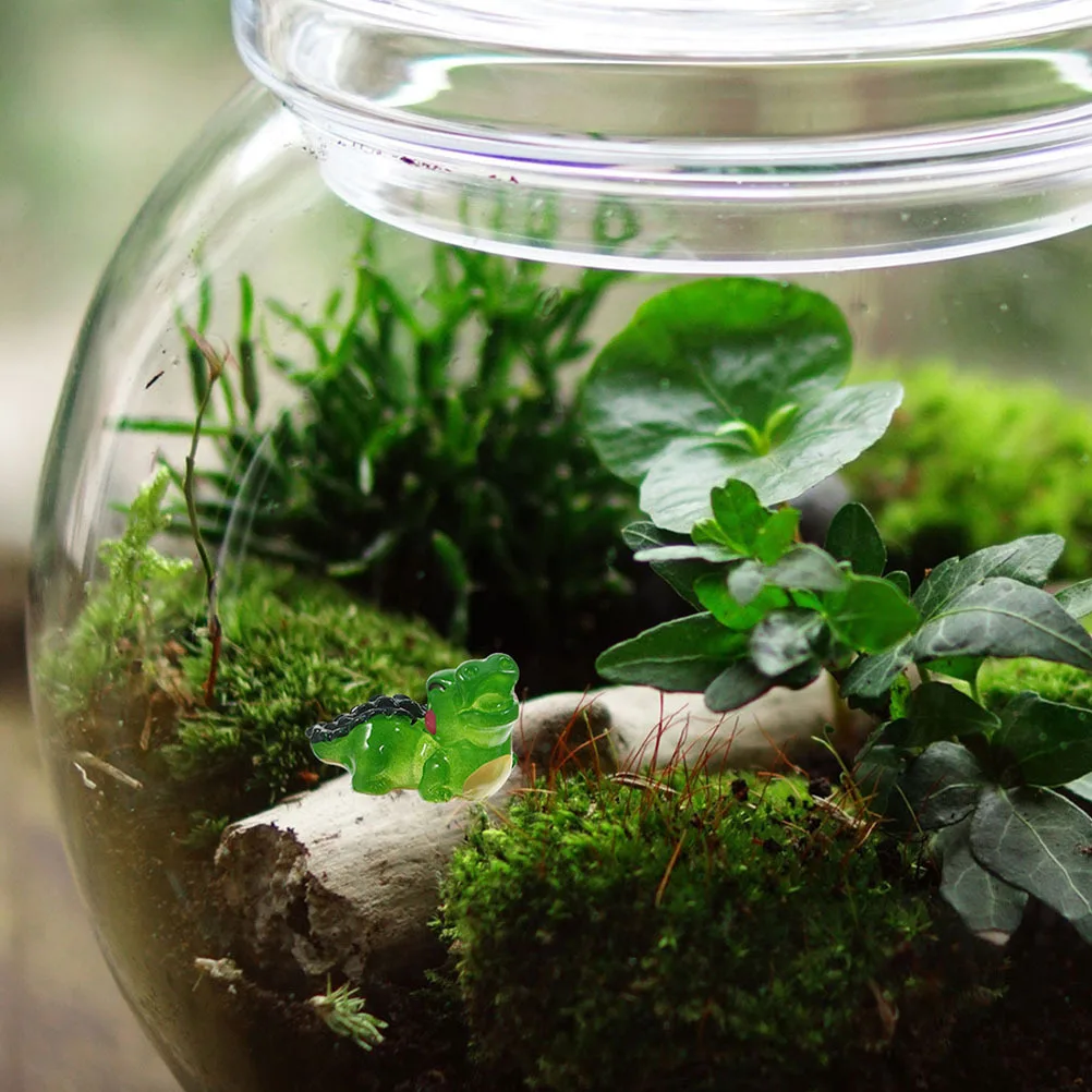 10개 미니 악어 조각상 레진 피규어 책상용 분재 DIY 조경 소형 동물 피규어 정원 장식품