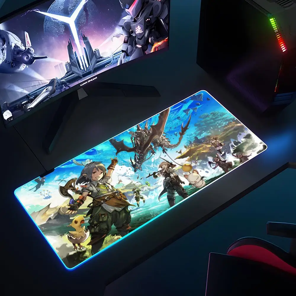 

Коврик для мыши Final Fantasy XIV RGB светящийся 900X400 мм большой настольный коврик Нескользящий очень большой игровой офисный коврик для мыши