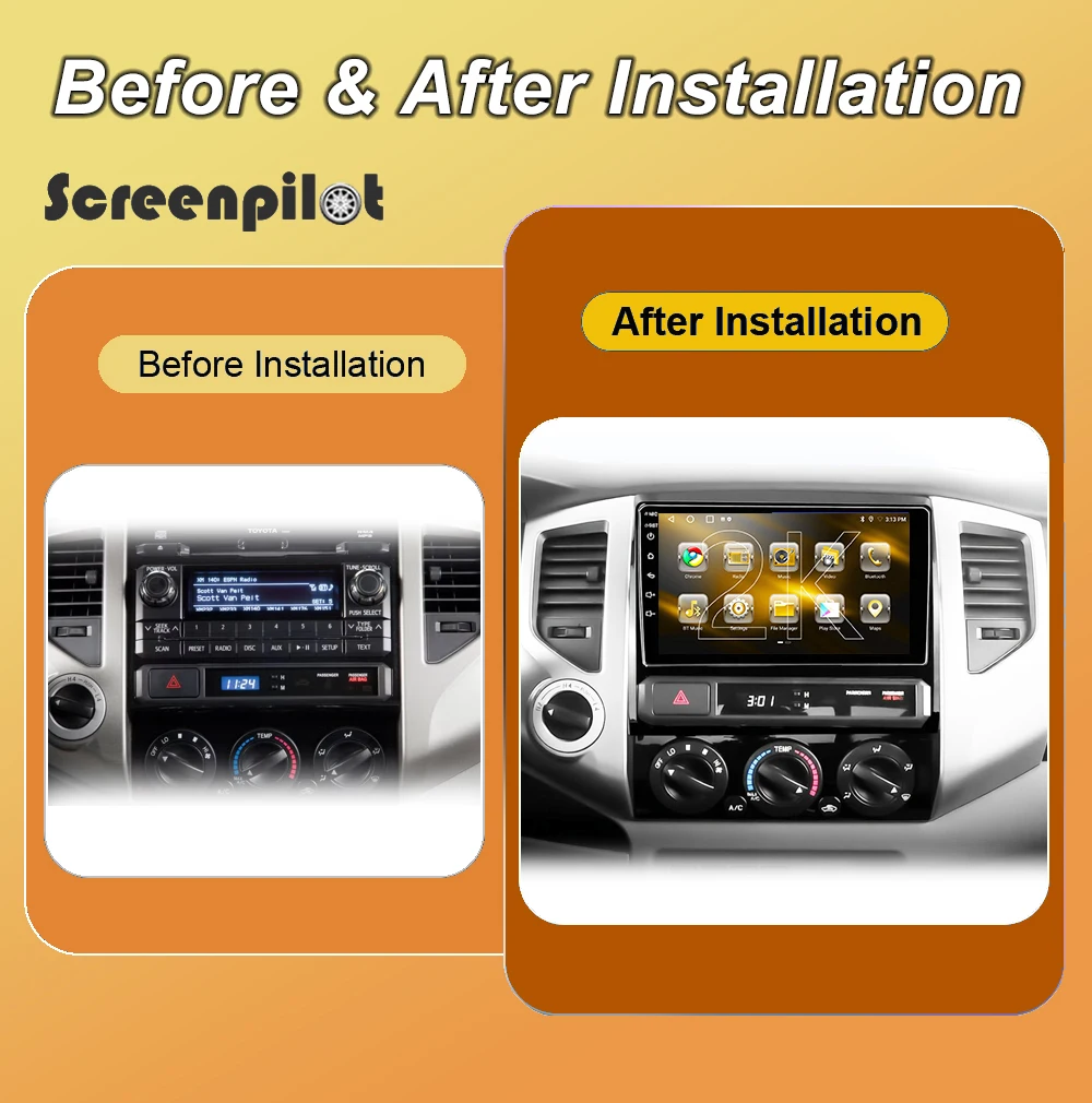 For Toyota Tacoma 2005-2015 Multimedia Video Android 16 Player Mirror Link Carplay Wireless Auto 2K QLED BT GPS wifi 8 Core 4G