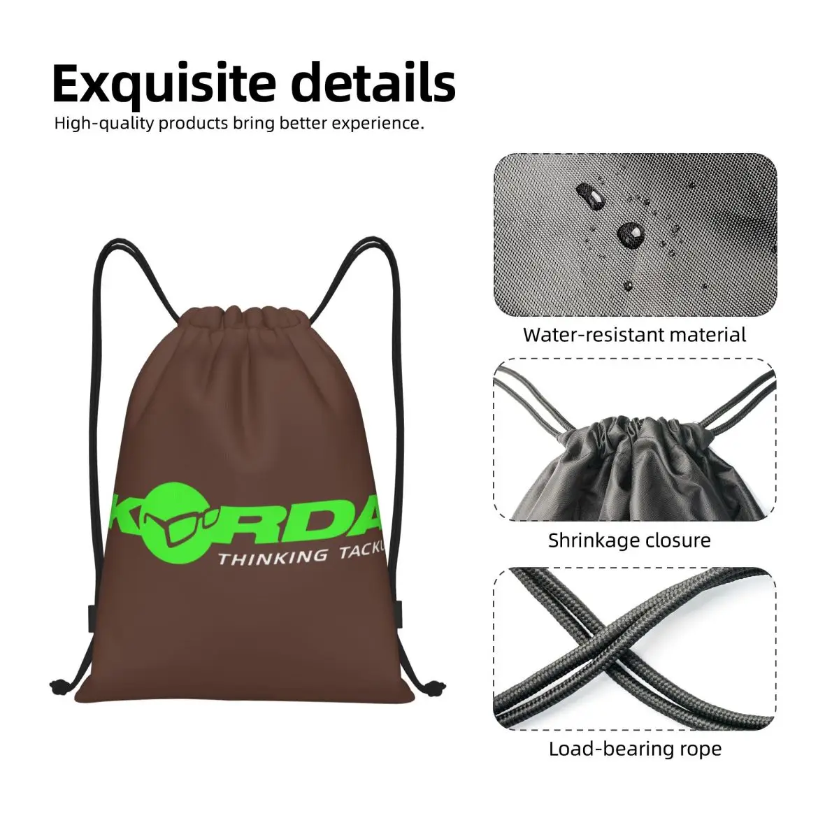 Korda Fishing Logo Drawstring Backpack Women Men Gym Sport Sackpack Foldable Fish Carp Fisherman Gift Training Bag Sack